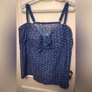 Blue and Pink Polka Dot Women's swimsuit Top